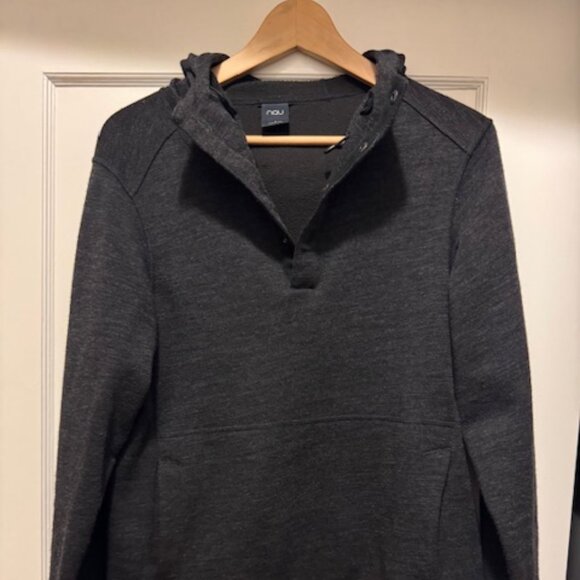 Nau Men's Gray Button Front Hoodie Long Sleeve Pullover - Small - Picture 2 of 4